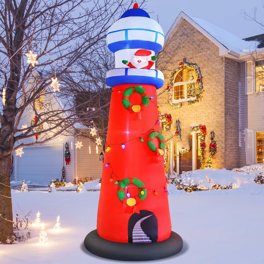 christmas inflatable lighthouse decorations, 10ft giant blow up, main product view