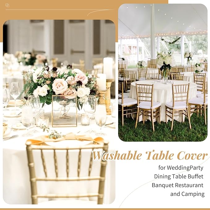 fani 12 Pack 90 Inch Round Tablecloth Ivory Polyester Fabric Table Cloth for Round Table,Washable Table Cover for Wedding Party Dining Table Buffet Banquet Restaurant and Camping