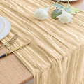 Asee'm Cheesecloth Table Runner 120 Inches Long Sand Boho Gauze Cheese Cloth Runner 10FT Rustic Sheer Fall Table Runners for Thanksgiving Wedding Party Baby Shower Decoration