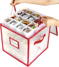 Sattiyrch Plastic Christmas Ornament Storage Box with Trays,Customizable Dividers, Dust-Proof Durable Ornament Organizer Holder,Christmas Storage Containers,Holds 64 x 3 Ornaments