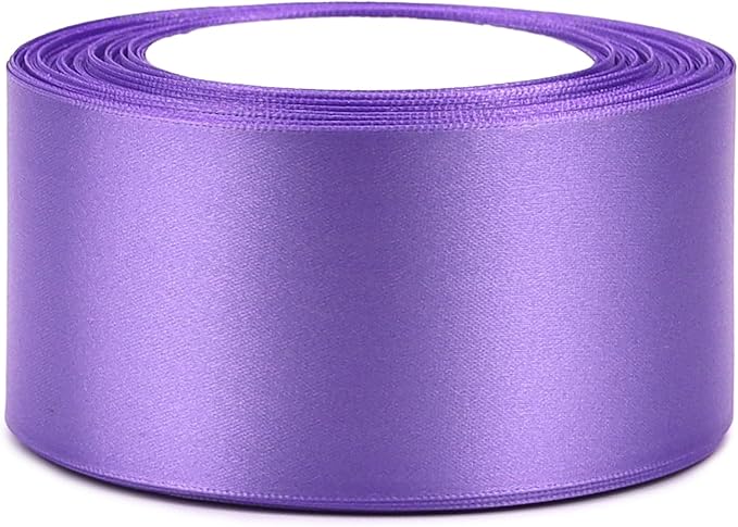 Light Purple Solid Satin Ribbon 2 Inch 25 Yards Solid Polyester Fabric Ribbon for Gift Wrapping Wedding Christmas Baby Shower Birthday Party Decoration Handmade Immortal Flower Craft