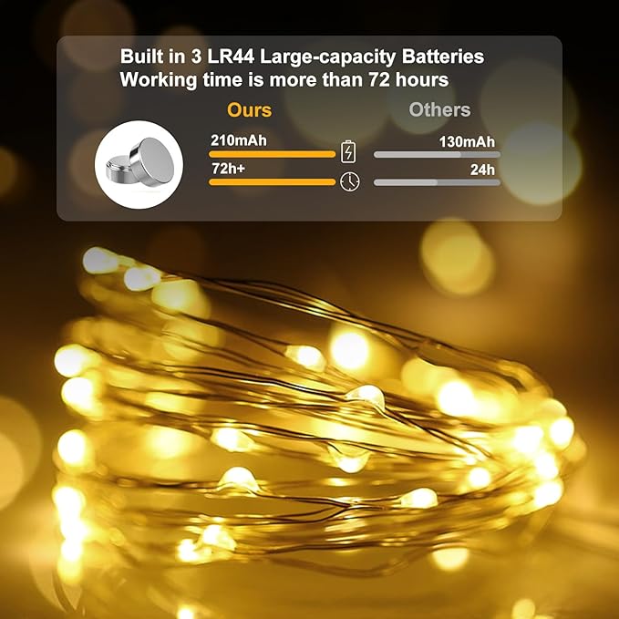 pozzolanas 24 Pack 7ft Waterproof LED Fairy Lights - Battery Operated String Lights with 20 LEDs for Home, Mason Jar, Party, Wedding, Halloween, Christmas Decorations (12 White & 12 Warm White)
