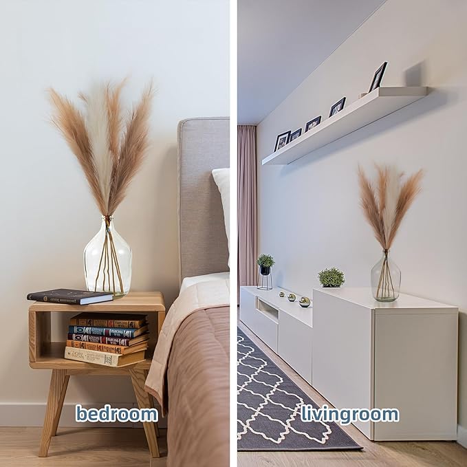 EVODIS Pampas Grass Decor Tall, 43"/110cm Faux Pampas Grass 6 Stems Large Pompass Grass Branches Tall Bulk Boho Flower Arrangement for Home Room Wedding Party Decor