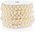 Craft String Pearls 8MM Pearl Bead, 33 Feet Ivory Faux Pearl Garland Spool Roll Strand Wedding Party Decoration, Christmas Tree Decorations