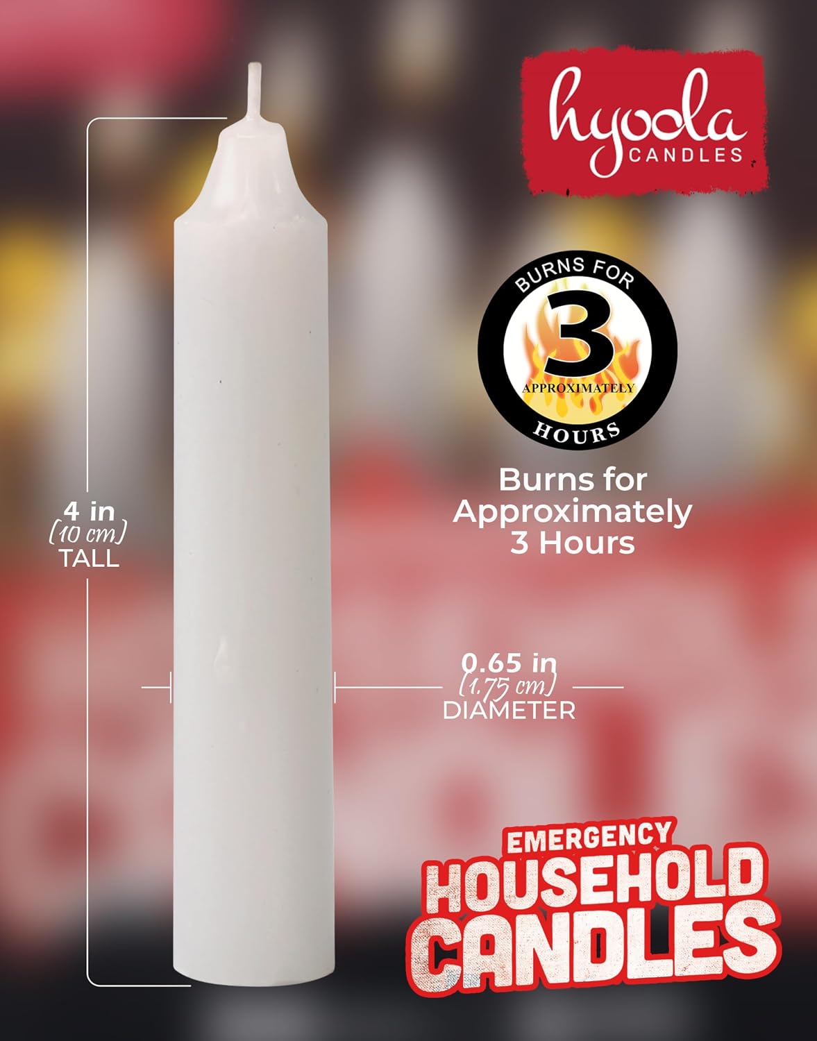 Hyoola Emergency Candles, White Short Tapers, Unscented Emergency Candle for Home and Emergencies Kit (Pack of 24)