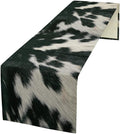 Cow Skin Print Table Runner, Rustic Country Farm Fur Skin Cowhide Pattern Western Style Black White Print Table Runner for Home Kitchen Dinning, 13x90 Inch