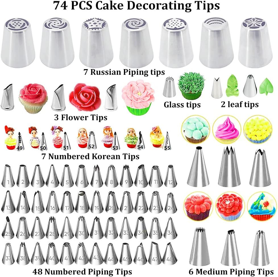 Gawren-H&E 678pcs Cake Decorating Kit,Baking Supplies with Decorating Tools,Cake Carrier,Cake Turntable,Piping Bags and 74 Tips,Springform Pans,Cake Decoratng Supplies Kit for Beginners/Professional