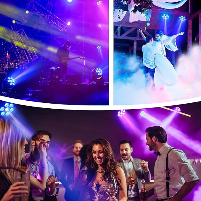 BETOPPER Moving Head RGBW, DJ Lights, Sound Activated/DMX Lighting, Moving Head Lights for Stage, Party, Live, DJ, Bar, Disco Lighting (7x8W 4 Packs)