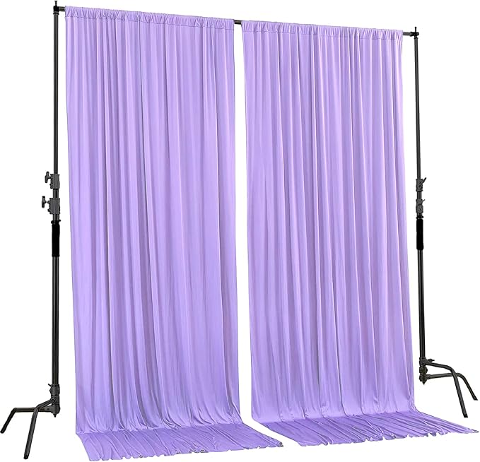 AK TRADING CO. 10 feet x 8 feet IFR Polyester Backdrop Drapes Curtains Panels with Rod Pockets - Wedding Ceremony Party Home Window Decorations - Lavender