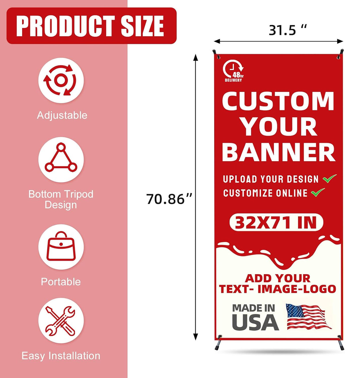 Custom Banner with X Stand 32" X 71",Banners and Signs Customize,Po...