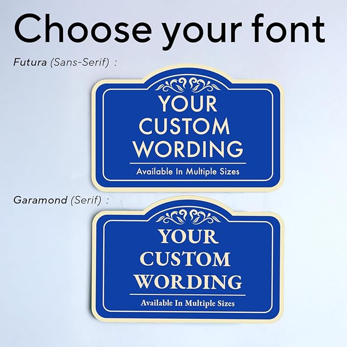Custom Decorative Outdoor Metal Sign - Personalized Aluminum Driveway Sign, Waterproof, Made in USA - Design 1 Blue Steel, 18x12 In
