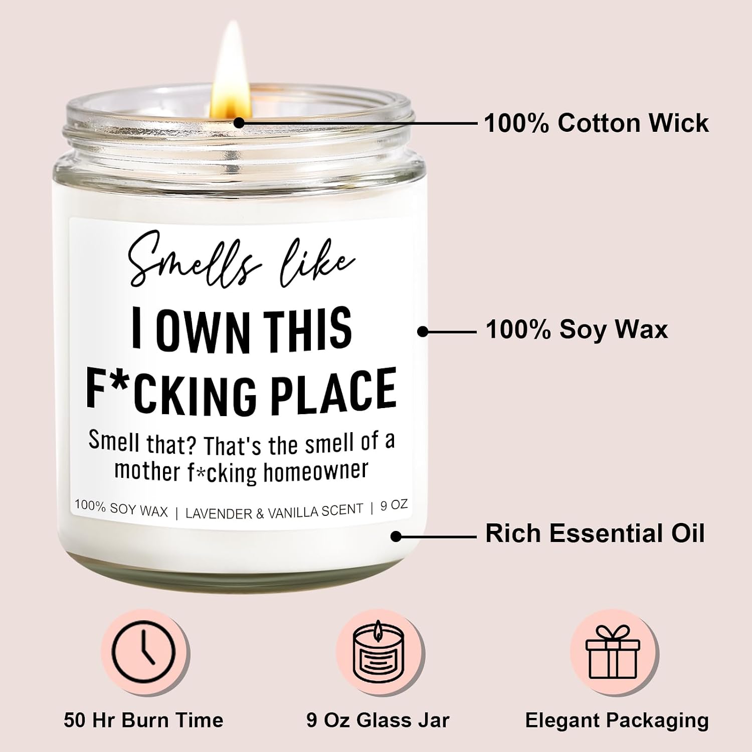 Younift Funny Scented Candle, House Warming Gifts New Home, Housewarming Gifts for Women, Men, Couple, New Homeowner - First Apartment Essentials - Closing Presents for Home Buyers - 9 oz