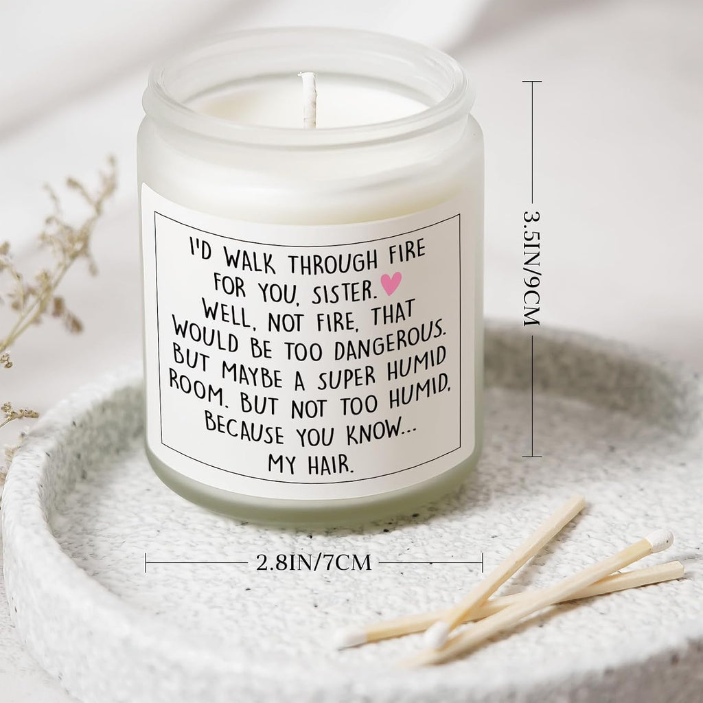Petalsun Funny Sister Gifts, Sister Birthday Gifts - Handmade Lavender Natural Soy Wax Candle- Sisters Gift from Sister Brother for Birthday, Mothers Day, Graduation, Christmas, Sis Candle(7oz)