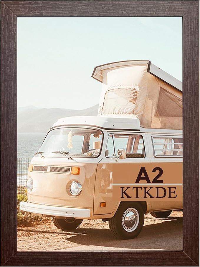 KTKDE A2 Picture Frame Walnut Woodgrain Display 16.5x23.4 inch Poster Frames Vertical & Horizontal Wall Hanging Large Picture Frame for Photos and Artwork - Perfect for best gifts and Home Decor