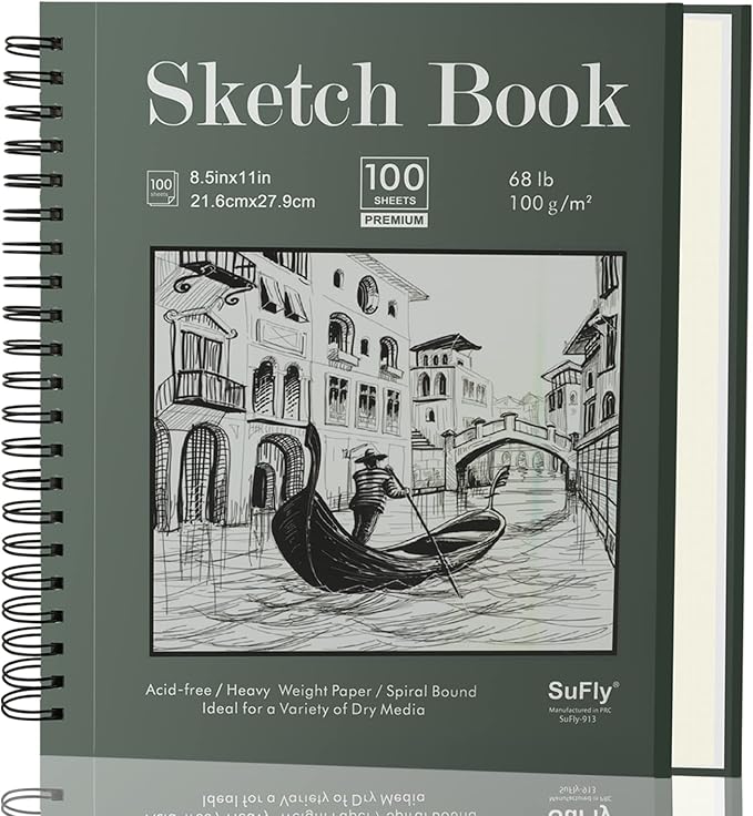 Sketch Book 8.5 x 11, Sketch Pad, Pack of 1 (68lb/100gsm), 100 Sheets Spiral Sketchbook, Acid Free Drawing Paper, Sketch Pads for Drawing for Adults, Art Paper for Drawing and Painting for Kids.