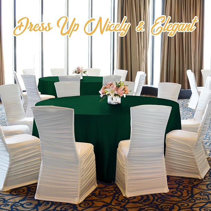 BRILLMAX 4 Pack Hunter Green Round Tablecloths 120 Inch - Circle Bulk Linen Polyester Fabric Washable Table Cloth Cover for Wedding Reception Banquet Birthday Party Buffet Restaurant