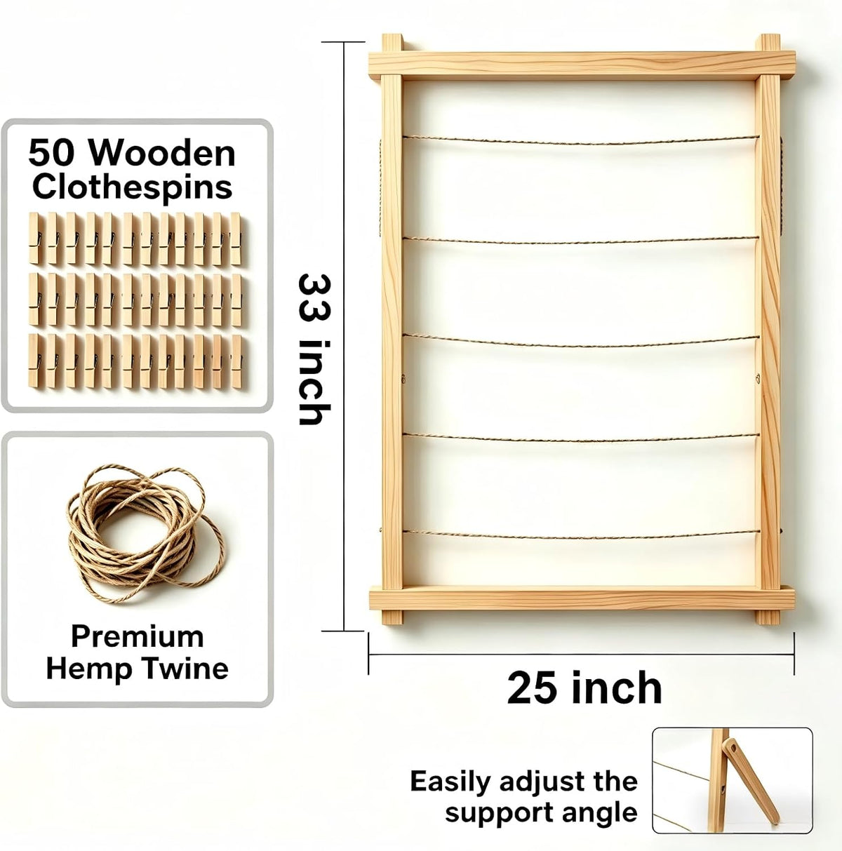2026 Graduation Decorations Freestanding Wooden Photo Display Board with Clip...