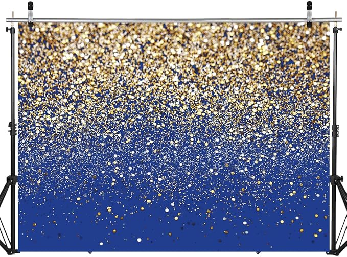 SJOLOON Blue Glitter Backdrop Royal Photo Backdrop for Birthday Party Decoration Graduation Studio Props 12558 (7x5FT)