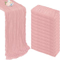 12 Pack Dusty Pink Cheesecloth Table Runner 10ft Boho Gauze Fabric Cheese Cloth Table Runner 35 x 120 Inch Rustic Sheer for Romantic Wedding Decor Baby Shower Party Table Centerpiece Decoration