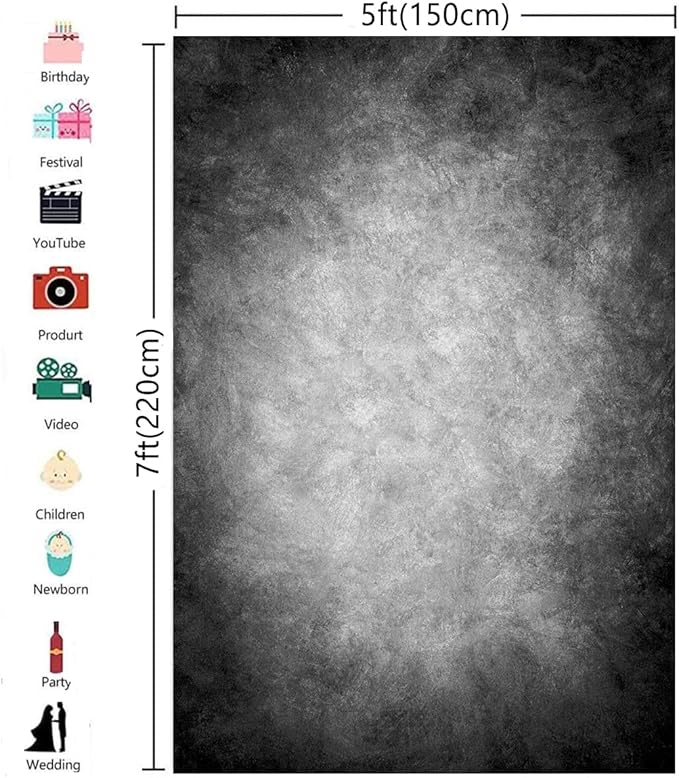 5x7ft Abstract Black Gray Portrait Photography Backdrops Photo Studio Prop Background for Children Adult