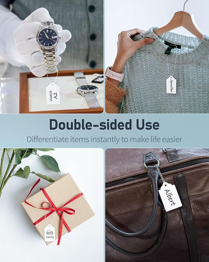 Uniclife 500 Pcs Writable Price Labels 1.8 Inch White Marking Tags with Strings, 1.8" x 1.05"