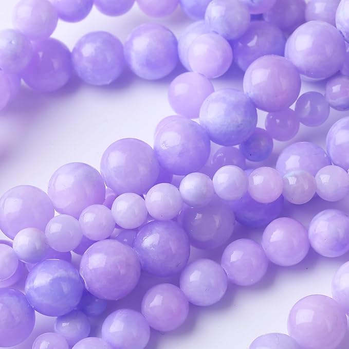 Purple Persian Jade Stone Beads Gemstone Round Crystal Energy Jade Beads Stone Beads for Jewelry Making DIY Bracelet Necklace Jewelry Making 1 Strand 15.5inch 45PCS 8MM
