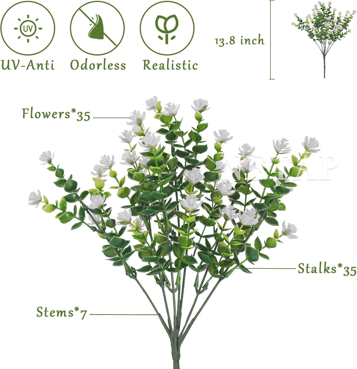 white artificial flowers outdoor uv resistant for planters shown in use