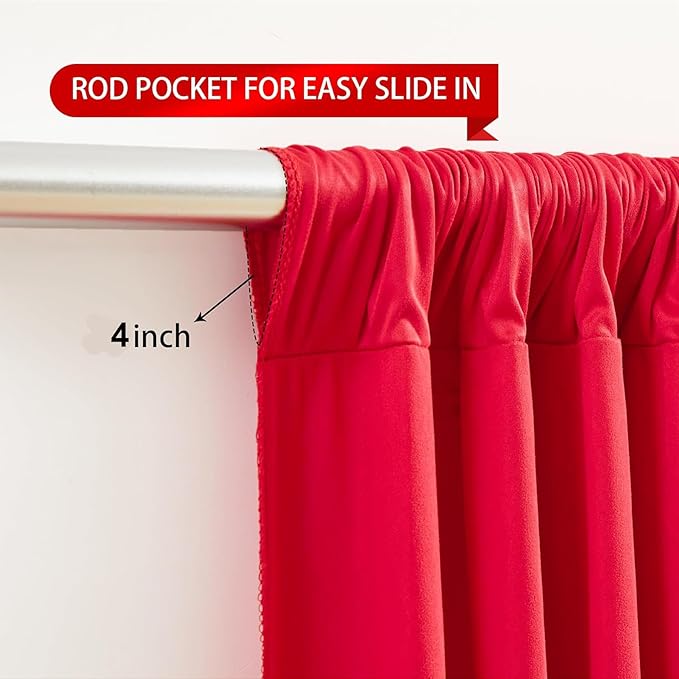 20ft x 15ft Red Wrinkle Free Backdrop Curtains for Parties,Silky Polyester Fabric Wedding Ceiling Drapes, 4 Panels 15ft Photo Back Drop Drapes for Baby Shower Photography Stage Background Cloth