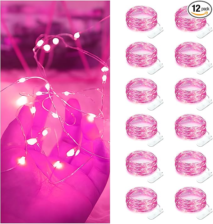 Fairy Lights 12 Pack Battery Operated 7ft 20LED Waterproof Silver Wire Christmas Lights for Outdoor, Indoor, Birthday, Wedding & Home Decor
