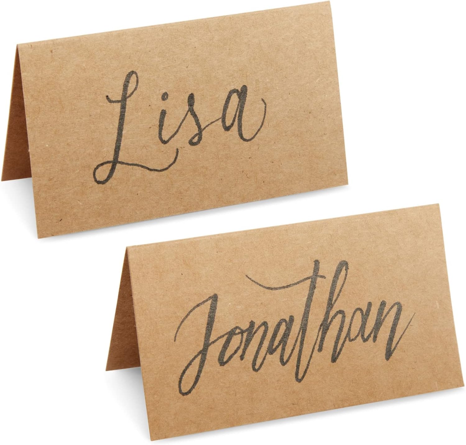 Juvale 200 Pack Kraft Paper Place Cards for Table Setting - Blank Name Cards for Wedding Reception, Baby Shower, Table Numbers (3.5 x 2 In, Brown) - Placecards
