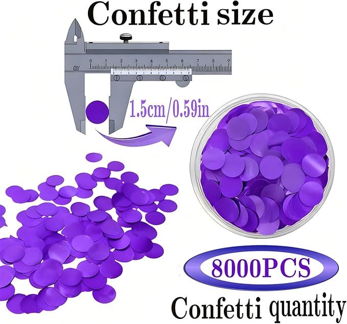 Purple Round Foil Metallic Confetti for Fill Balloons, Wedding, Birthday, Christmas Party, Festival Decoration(8000PCS)