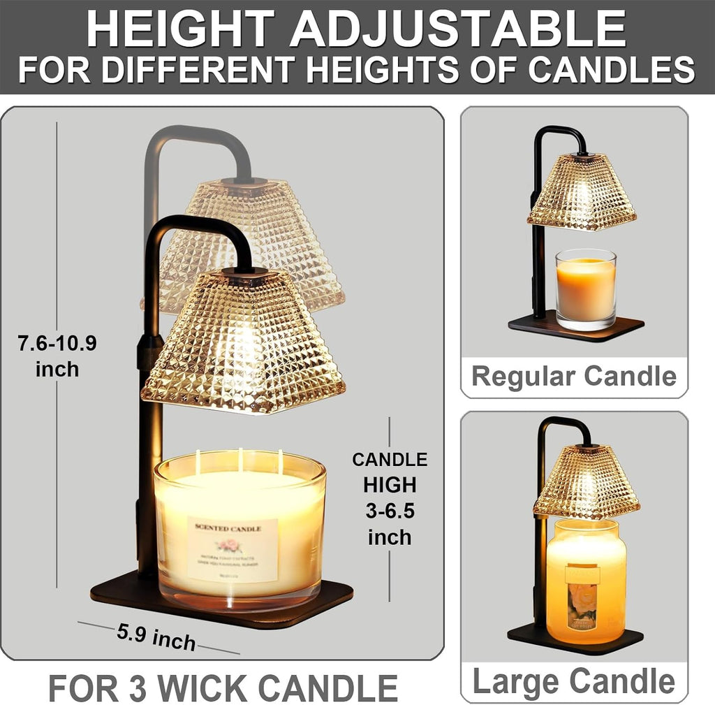 Candle Warmer Lamp with Timer Dimmer Adjustable Height,Electric Dimmable Wax Warmer for Scented Jar Candles,Mom Birthday Gifts for Women,House Warming Gifts New Home Bedroom Decor,Black