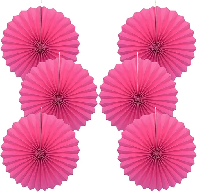 Red Graduation Party Decor,Girls Party Decorations ,Party Supplies Party Fans 16in, Anniversary Decorations for Party,Wedding Graduation Events Accessories 30 Color DIY Set （Rose Red）