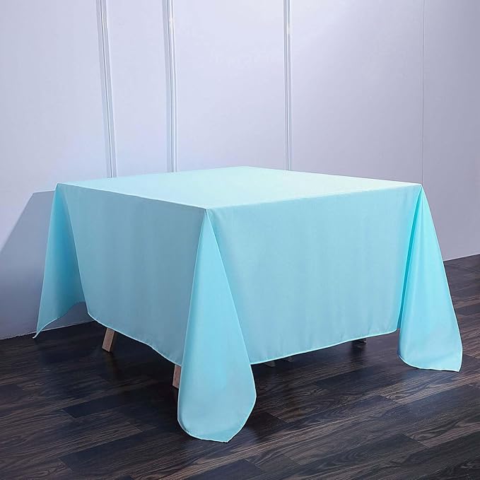 Efavormart 90" Square Polyester Table Overlay for Wedding Kitchen Dining Events - Blue