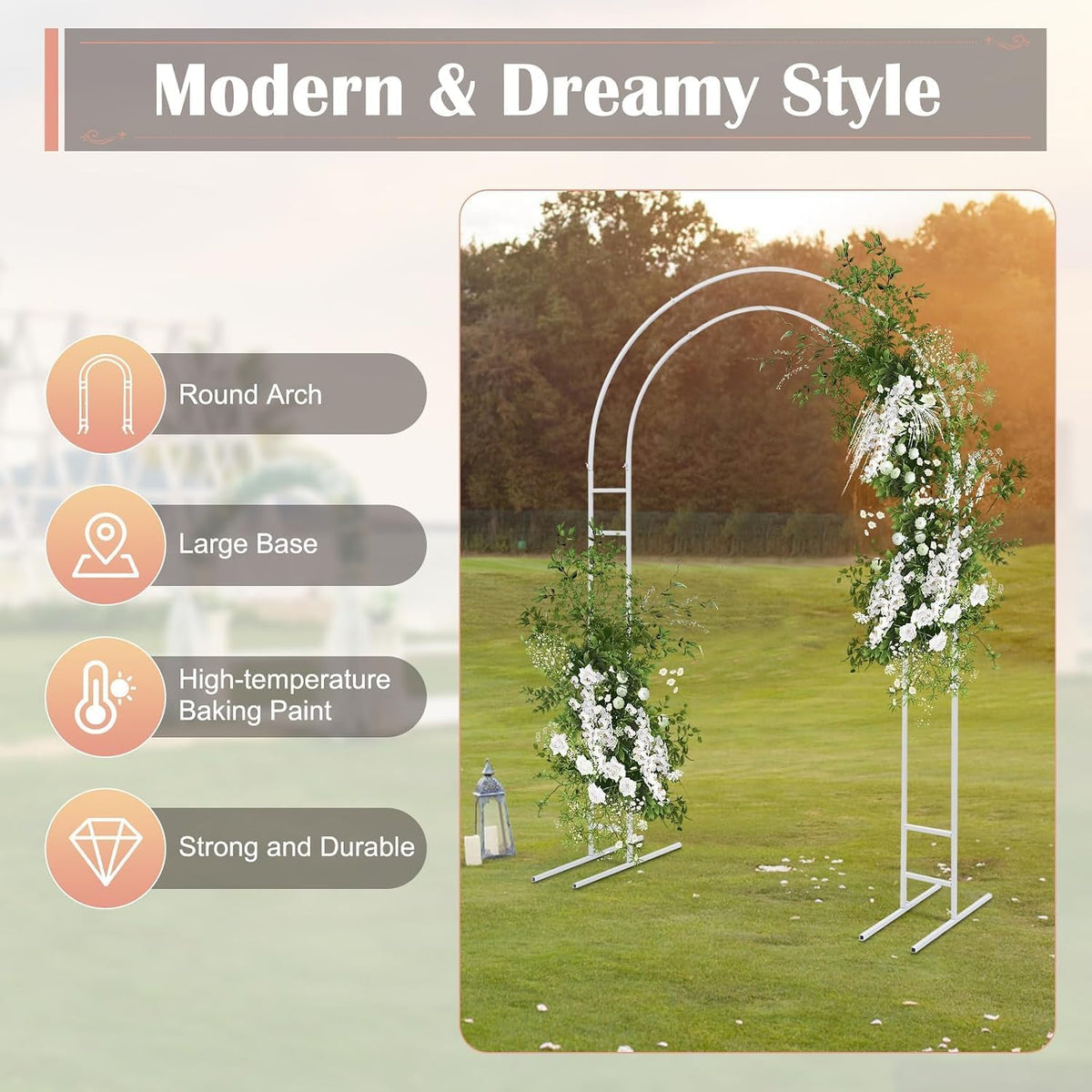 Metal Open Arch Backdrop Stand, 7.2FT Double Arch Backdrop Frame with Base