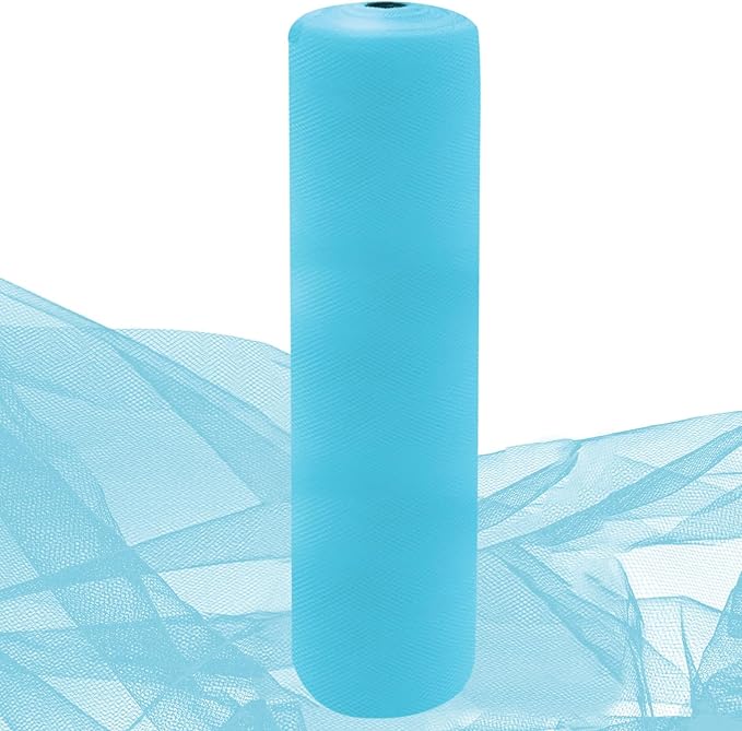 Light Blue Tulle Fabric Rolls 54 Inch by 10 Yards Fabric Tulle Bolt for Wedding Decorations DIY Tutu Baby Shower Table Skirt Birthday Party Craft Supplies
