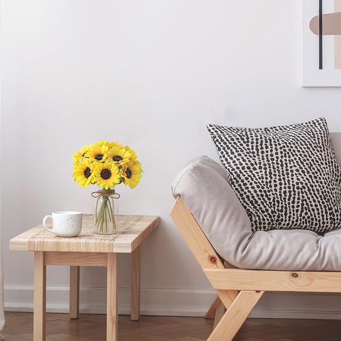 Leftover Sunflower Artificial Flowers in Vase,Sunflower Decor,Flower Centerpieces for Tables,Fake Flowers in Vase for Summer Decor, Yellow Decor