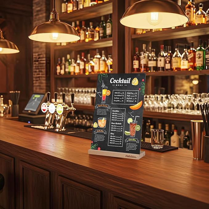 Chalkboard with Beech-Wood Base, 8 x 12 inch Tabletop Message Boards Menu Chalkboard Stand, Double Sided Blackboard for Party, Tables Decoration, Wedding, Bar and Restaurant