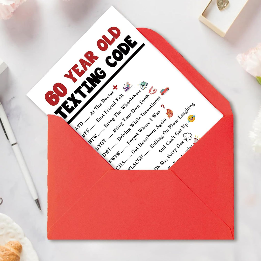 Funny 60th Birthday Card Gift Decorations for Women Men Him Her | Unique 60th Year Old Texting Code Humor Card for Mom Dad Friend Family Birthday Celebration, Gift for Him Her Turning 60
