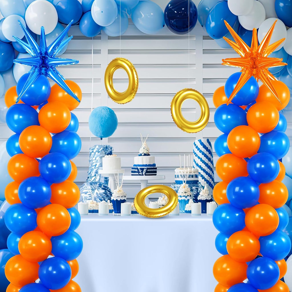 sosation 2 set blue orange party decor cartoon, front angle view