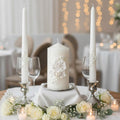 Irenare Unity Candles with Holder for Wedding Ceremony Unity Candle Set Wedding Table Decorations Accessories for Formal Events Church (Ceramic Flowers)