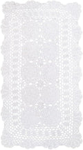 Phantomon Lace Table Runner Rectangular Table Cover Cloth Handmade Crochet Floral Placemats 100% Cotton (Floral White, 15x28Inch)