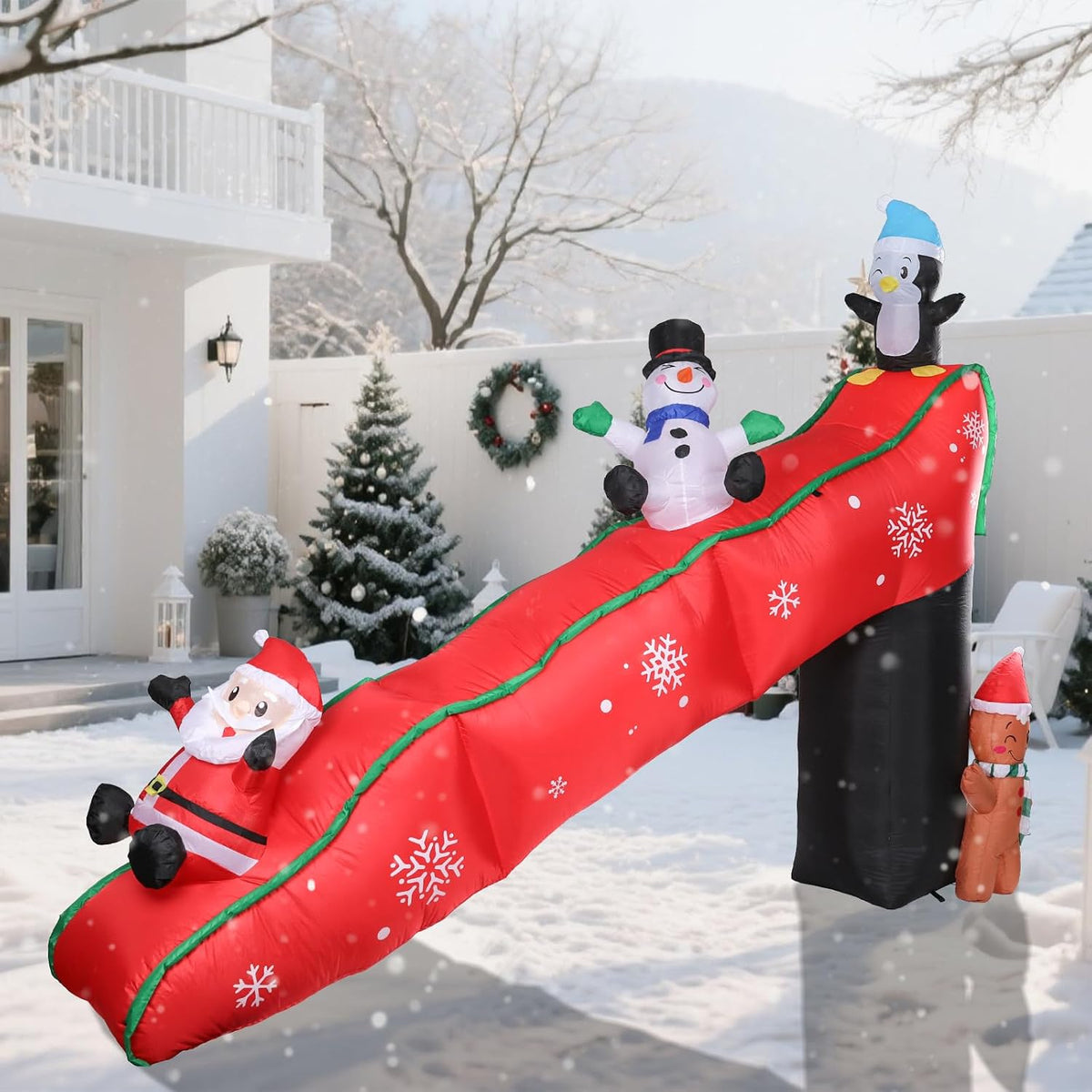 wonder garden 10 ft christmas outdoor inflatable slide, front angle view