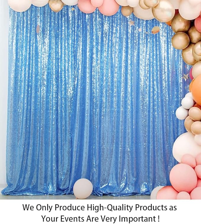 ShinyBeauty 10FTx10FT Baby Blue Sequin Backdrop | Sparkle Photo Background for Wedding & Baby Shower | Glitter Fabric for Photography | Elegant Party Decor