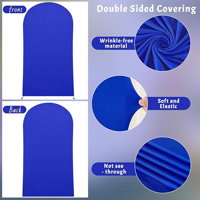 6.6FT Royal Blue Arch Backdrop Cover - Polyester Fitted Wedding Arch Stand Covers Round Top Chiara Arch Backdrop Cover for Birthday Party Banquet Photo Background Decoration