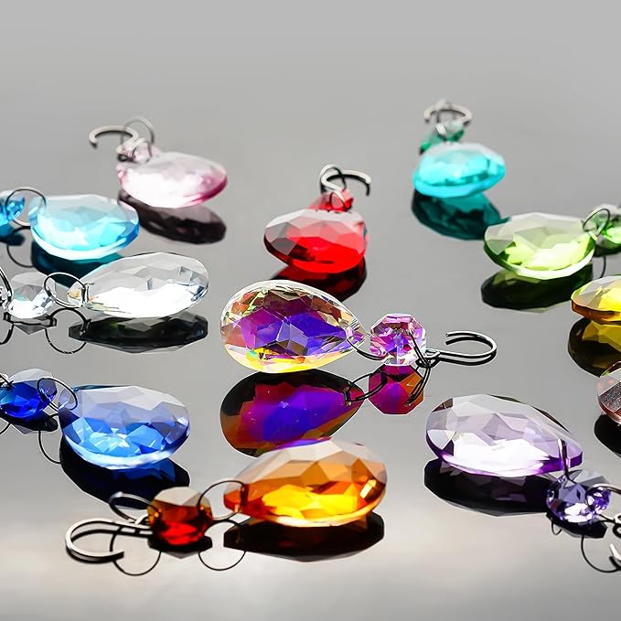 H&D HYALINE & DORA 3Inch Crystal Suncatcher Bauhinia Prisms Pendants 10Pcs Chandelier Crystals Replacement Hanging Sun Catcher Beads for DIY Arts Crafts Decor (AB)