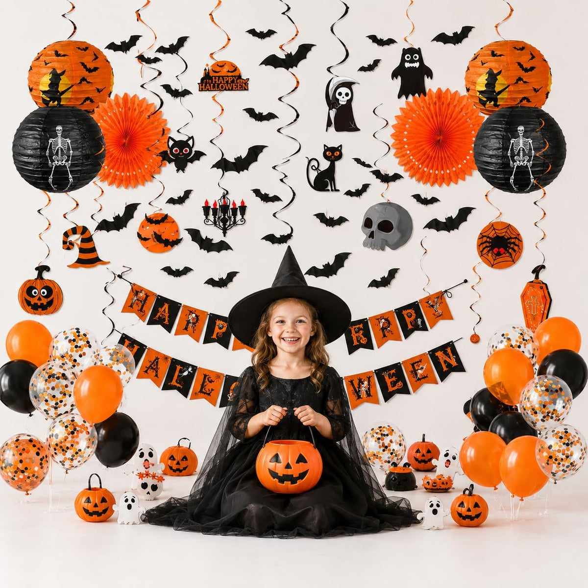 Halloween Party Decoration, 101Pcs Scary Halloween Indoor Decoration with Hap...