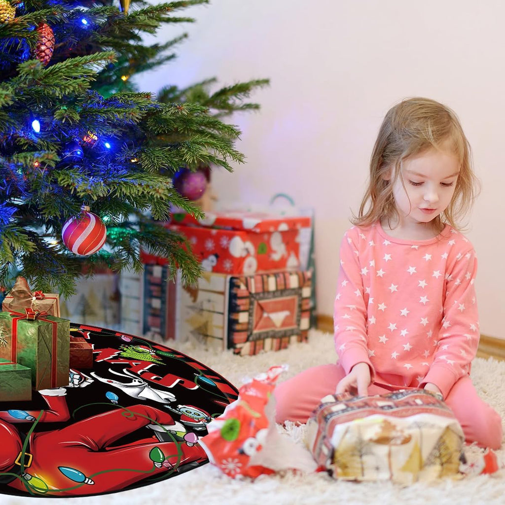 Christmas Tree Skirt 48'' Navidad Tree Collar Winter Xmas Tree Mat Indoor Outdoor Decor Merry Christmas Decorations for Home