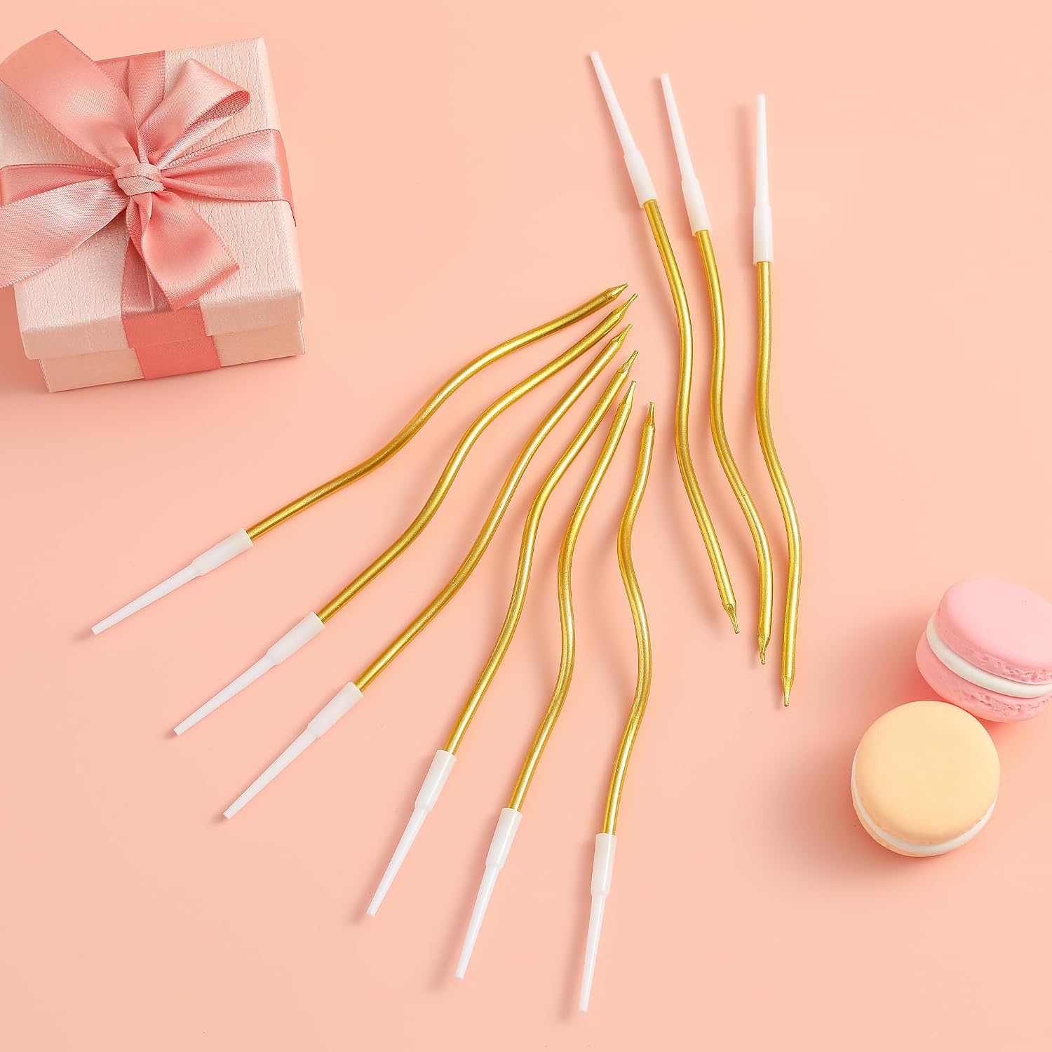 PHD CAKE 24-Count Gold Spiral Long Thin Metallic Birthday Candles, Cake Candles, Birthday Parties, Wedding Decorations, Party Candles