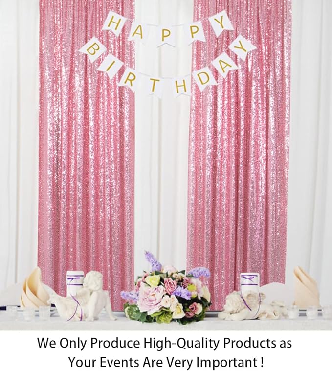 ShinyBeauty Sequin Backdrop Curtains 4 Panels Fuchsia Pink 2FTx8FT Sequin Fabric Photo Backdrop Curtains Fuchsia Pink Glitter Curtains for Party Baby Shower Studio Backdrop